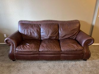 Brown Leather Sofa/Couch – $250 OBO