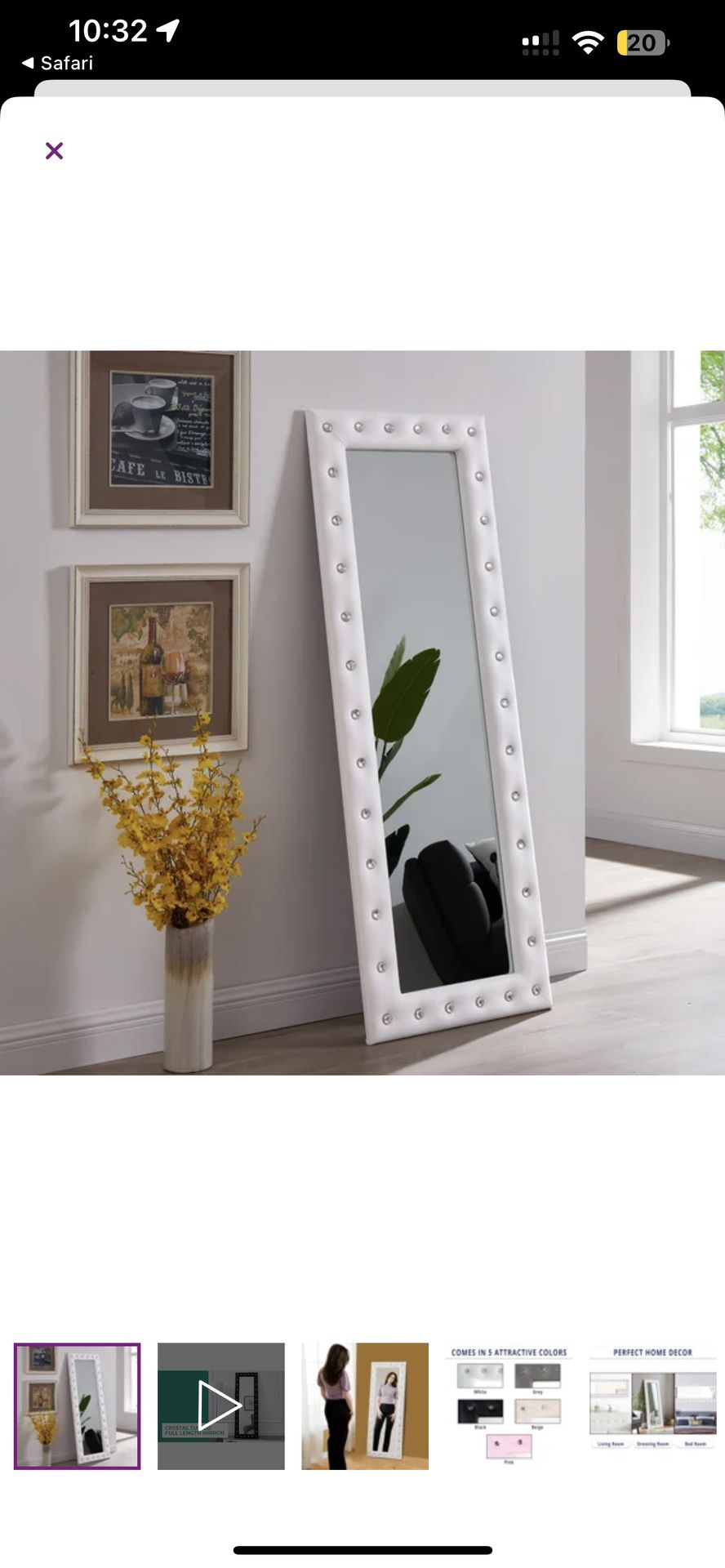 Tall Mirror Full Body Oversize Mirror Crystal Tufted Full Length Huge Mirrors for Bedroom Free Stand