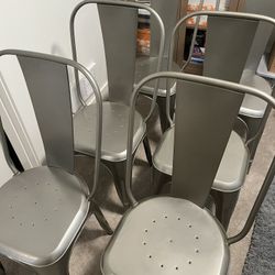 Metal Dining Chairs, Set Of 6
