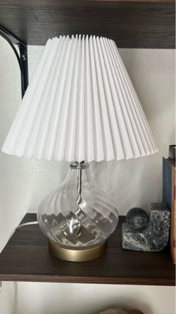 Glass Table Lamp with Pleated Shade