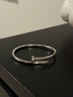 Juste un Clou Silver Pave Nail Bracelet w/ stamping