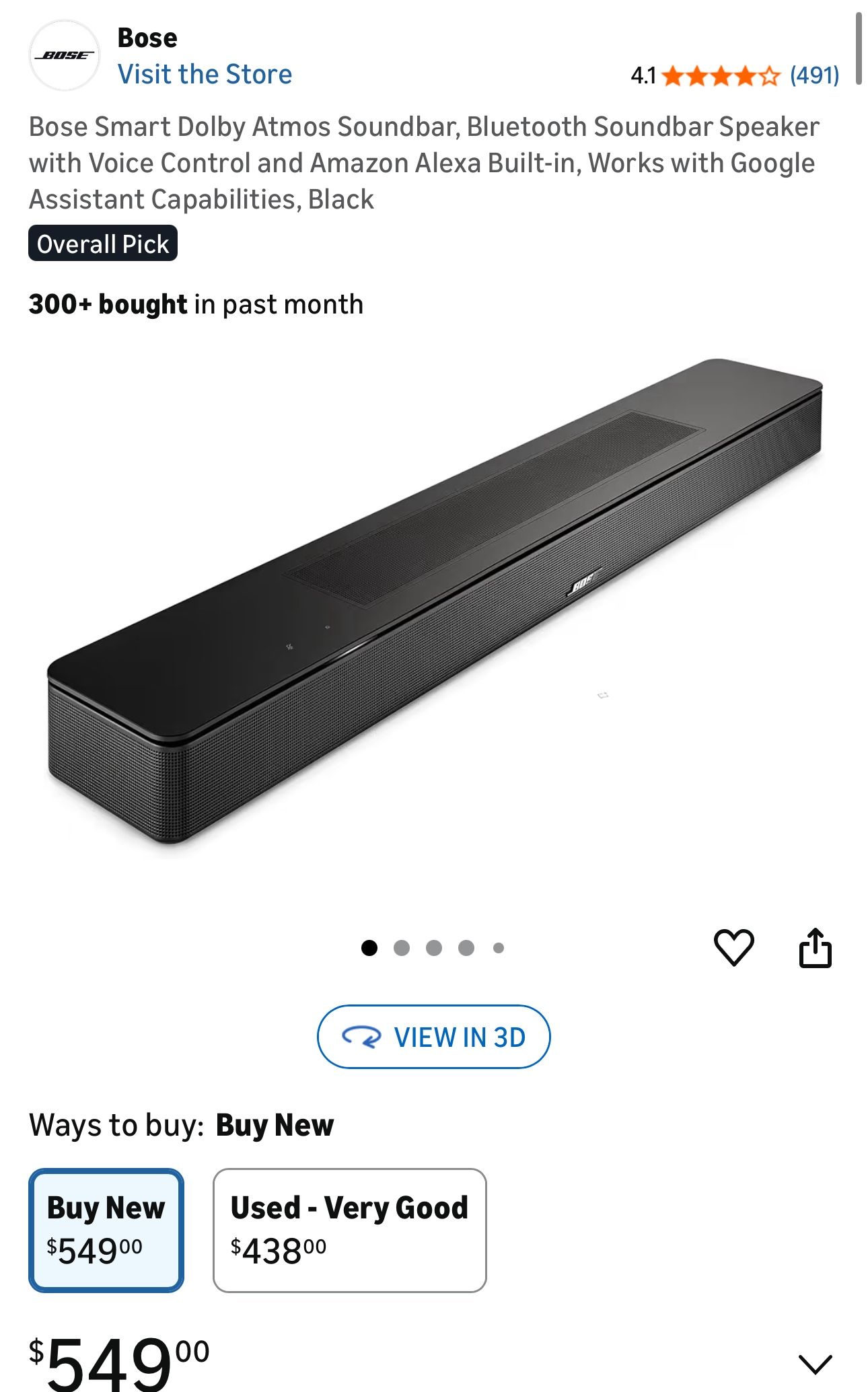 New Bose Smart Dolby Atmos Soundbar
