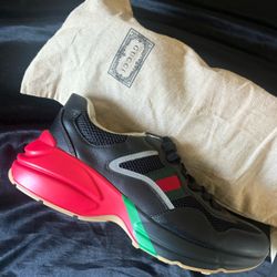 Gucci Rhyton Black Red Green Reflective Designer Shoes
