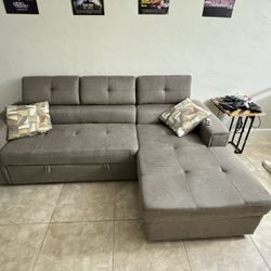 Gray Sectional / Day Bed For Sale