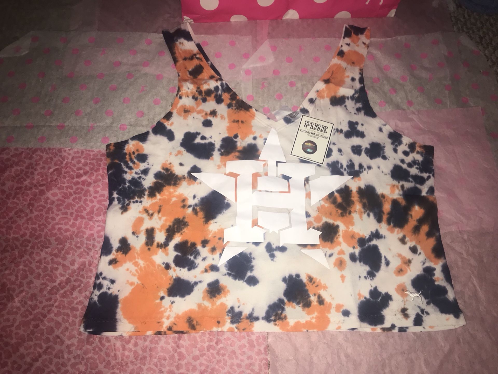 New Victoria’s Secret PINK Houston Astros MLB Vneck Tank Size Large