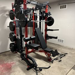 PRO SERIES Ultimate 3-1 Half Rack Functional Trainer w/Smith Machine Bar | 400lb Stack | Gym Equipment | Fitness | Commercial | Squat Rack 