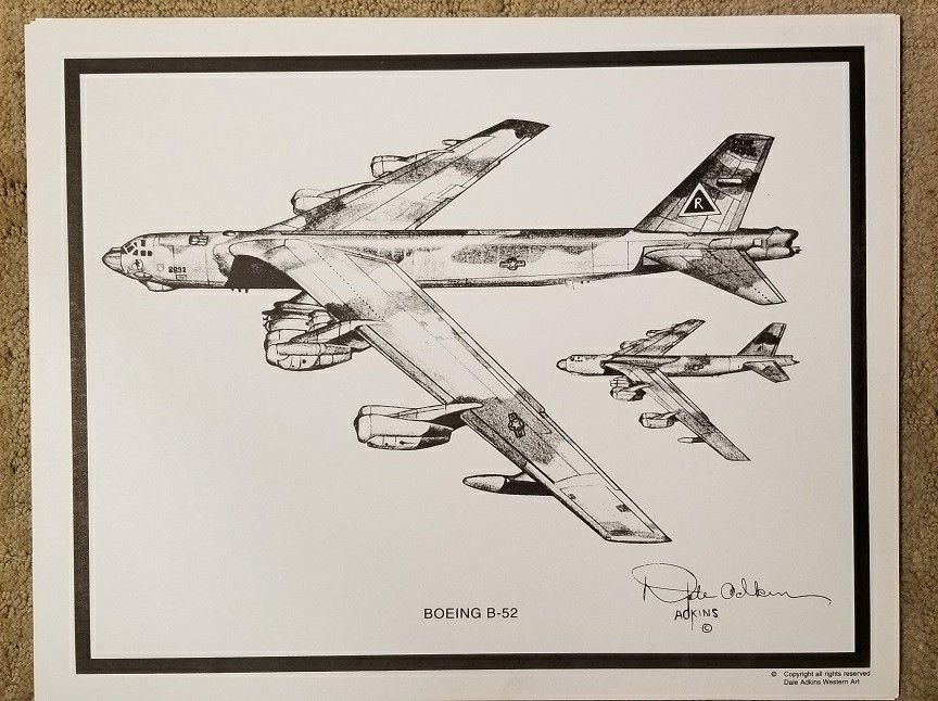 Dale Adkins Art SET OF 2 BOMBER PRINTS! B-17G B-52 BRAND NEW! 11x14