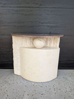 Postmodern Tessalated Mactan Stone Accent Table with Granite Top #1