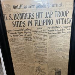 Framed Newspaper from WWII- Lancaster, PA