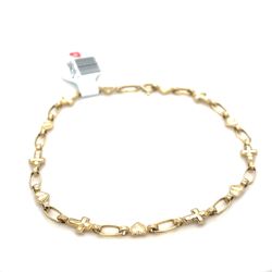 14Kt Yellow Gold 7” Hearts And Crosses Bracelet 3.20g 199455/2