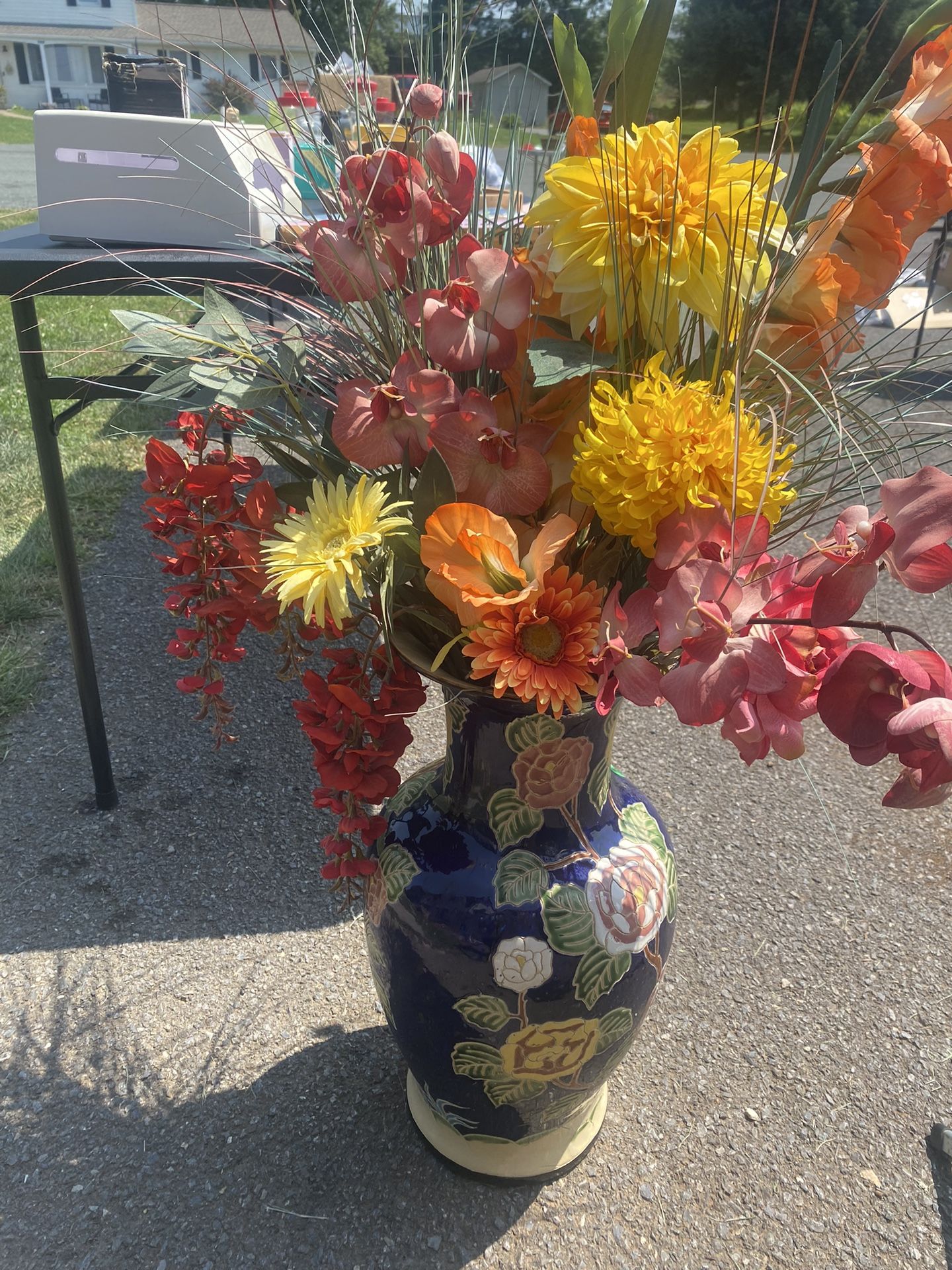 Large Floor Vase and Flowers 