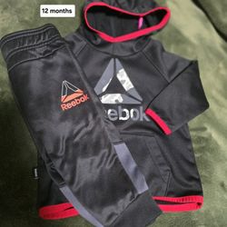 Reebok Baby Boy 2 Piece Printed Pullover Hoodie and Jogger Pants Outfit Set, Sizes 12M
