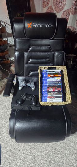 PS4 games controllers and chair