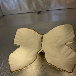 Lenox White And Gold Butterfly Trinket Dish 