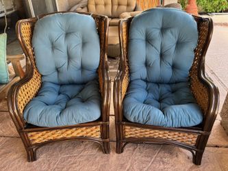 2 Beautiful Wicker Rattan chairs plus free cushions