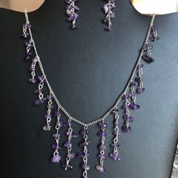 Handmade Quartzs And Stones Choker Set Necklace/Earrings 