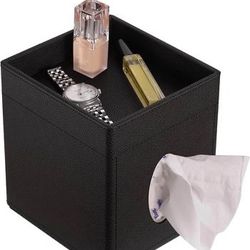 BRAND NEW Leather Square Facial Tissue Box Cover with Storage Tray