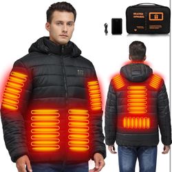 Heated Jackets for Men with 16000mAh Battery Pack Included, Electric Mens Heated Coat Hoodie for Winter