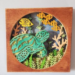 handmade wood sea turtle decoration