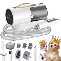 Pet Grooming Vacuum, 2L Dog Hair Vacuum Groomer Suction 99.99% Pet Hair, 8 Professional Pet Grooming Tools with Cat Nail Clipper, Dog Brush for Sheddi