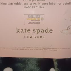 Kate Spade Throw Blanket Dark Green An White 