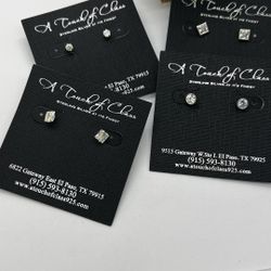 925 Silver CZ Studs With Screw On Backs 