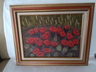 Cactus Flowers Original Painting Framed