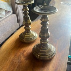 Pair Of Brass Candle Sticks 8”