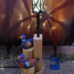 Solar Yard Art Colorful Ducks Garden Statue Outdoor Decor Homemade