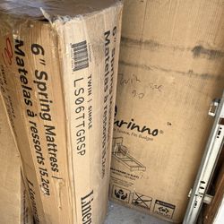 New Twin Size Bed Frame With Headboard $90 Or 200$ With Mattress And Box Spring Included 