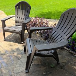 Set of 2 Adirondack Chairs Brown plastic