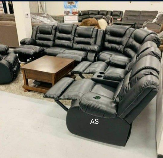 💥💥 Same Day Delivery💥💥Vacherie Black Reclining Sectional