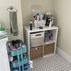 Barely Used 4 Months Ikea Kallax Shelf And Raskog Utility Cart! 