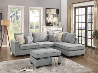 3pc sectional grey new with ottoman