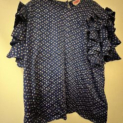 kate spade new york - Geo Dot Crewneck Ruffle-sleeve