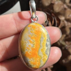 Silver Plated Bumble Bee Jasper Pendant 