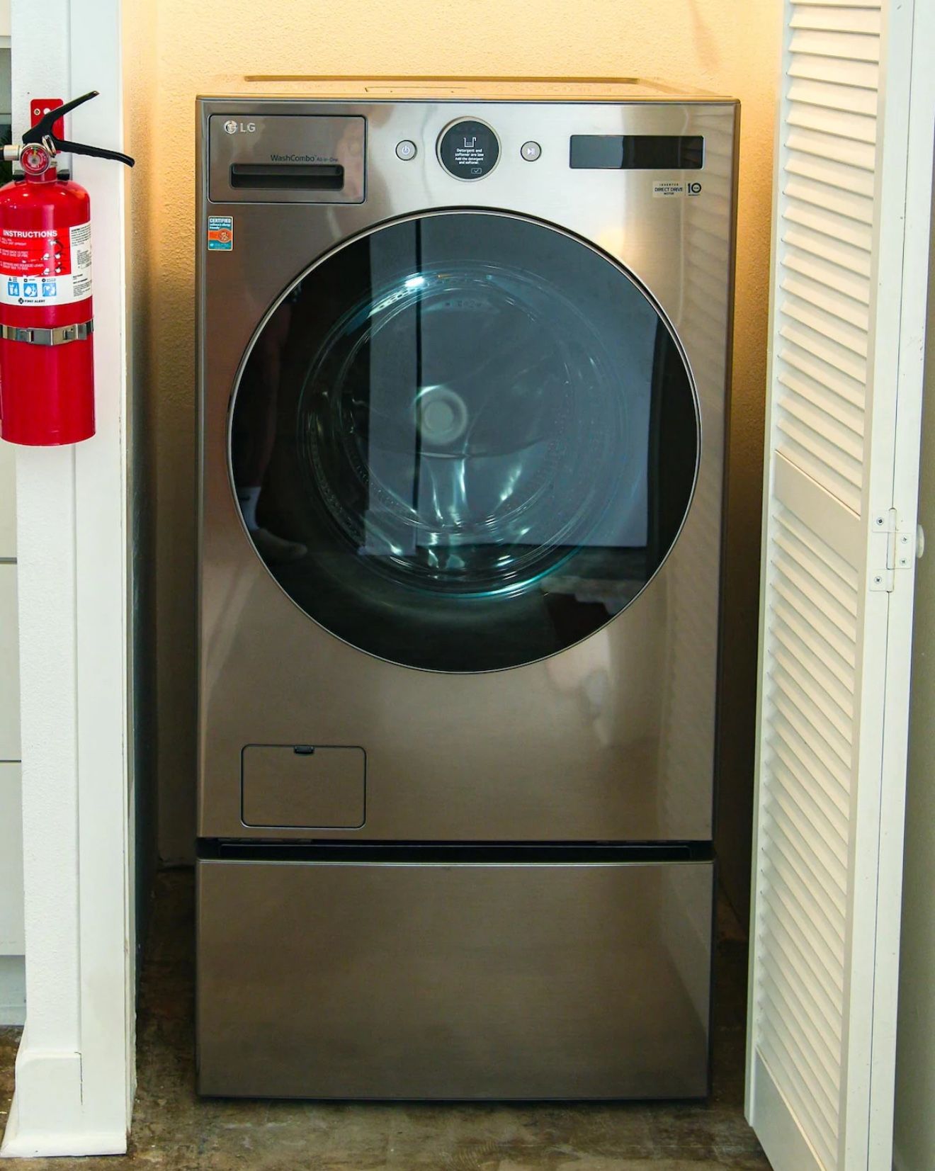 LG WASHER DRYER COMBO W 27” STORAGE DRAWER