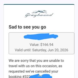 Greyhound Bus Ticket Voucher