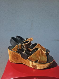 Kork-Ease "Ava" Platform Sandals in "Sand Dune Rust Velvet," US Women's Size 11