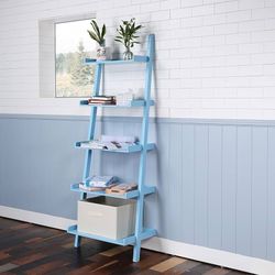 NEW 5-Tier Ladder Shelf – Embrace Comfort and Joy in Your Space with Stylish Blue Wood Design
