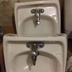 Porcelain Hanging Sink With Faucet Used $40 For Both
