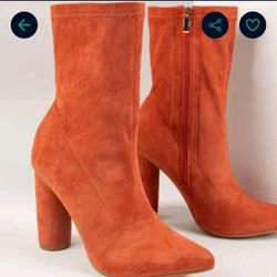 Block Heels Size 10/10.5 orange/red/nude/brown