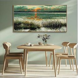 Framed Coastal Sunset Landscape Wall Art
