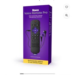 Roku Voice Remote Pro, Rechargeable with TV Controls, Lost Remote Finder, Private Listening, Hands-Free Voice Controls, and Shortcut Buttons for Roku 