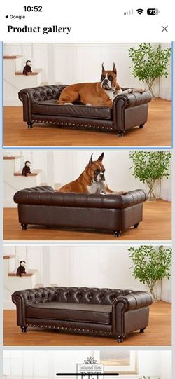 Enchanted Luxury Pet Brown Faux Leather Rectangular Dog Bed (For Large Pets)