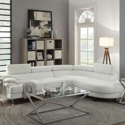Brand New White Leather Adjustable Sectional Sofa 