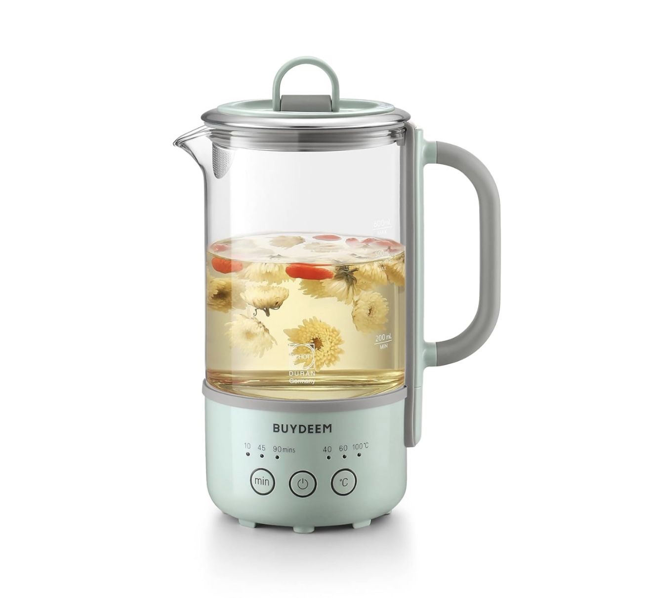 BUYDEEM K313 Travel Electric Kettle, Mini Healthy-Care Beverage Kettle, Tea Maker with Heat Resistant DURANĀ® Glass & Durable Pro 18/10 Pro Stainless S