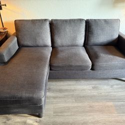 Queen Size Pull Out Sleeper Sofa - Charcoal Fabric