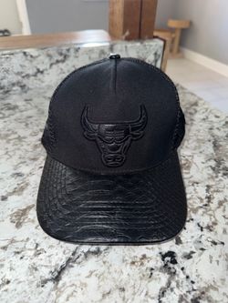Pro Standard Chicago Bulls Trucker Hat Snapback Cap Triple Black Leather Visor