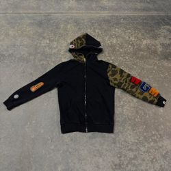 Bape Full Zip Hoodie,Camo Sleeve 
